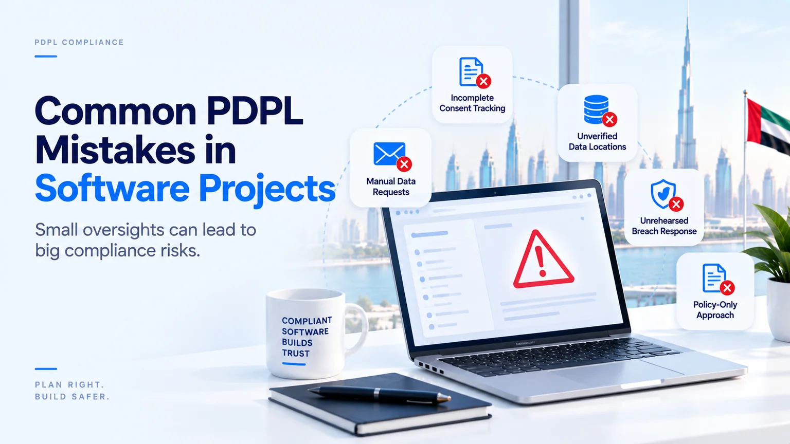 Common PDPL compliance mistakes in software projects such as manual data requests, weak consent tracking and unrehearsed breach response