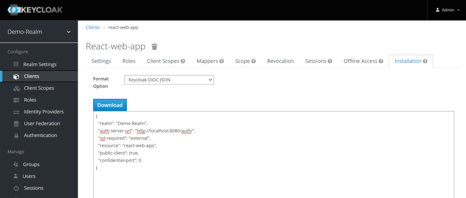 Keycloak public/keycloak.json